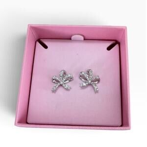 Swarovski Volta Fig Side Bow Crystal Stud Earrings